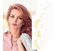HICOHAND Glitter Freckles Face Tattoo, 15 Styles 156mm*45mm/6.14in*1.77in Face Gold Metallic Temporary Transfer Glitter Fake Tattoos for Women Girls Festival Halloween Makeup Dancer Costume Parties