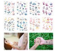 HICOHAND Glitter Temporary Tattoo Sticker,16 PCS Dazzling Planet Rainbow Theme Temporary Tattoo Sticker in Tattoos for Women Girls Long-lasting Removable Tattoo Stickers