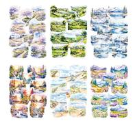 HICOHAND Landscape PET Stickers, 60 PCS Nature Forest Mountain Lake Scrapbook Stickers Transparent Waterproof Aesthetics Stickers Decals Set for Card Making Journaling Paper DIY Art Crafting