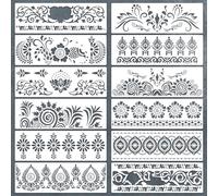 HICOHAND Leaf Border Stencils, 12 PCS Plant Vine Template Reusable Leaf Stencil for Painting on Wood Card Canvas Furniture Paper Scrapbook