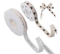 HICOHAND Love Cotton Ribbon, 20 Yards Beige Webbing Ribbons Twill Tape Herringbone Cotton Ribbon for Gift Wrapping DIY Crafts Bouquets Decor, 2 Rolls