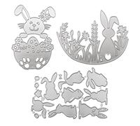 HICOHAND Metal Cutting Dies Easter Rabbit Die Set, 3PCS Easter Egg Bunny Die Cutting Dies Embossed Cutting Stencils Templates for Card Making Scrapbooking DIY Paper Craft Supplies