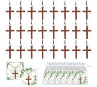 HICOHAND Natural Wood Cross Necklace Bulk，Handmade Wooden Crucifix on Cord Religious Gifts for Men Women