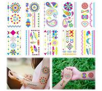 HICOHAND Neon Luminous Temporary Tattoos, 10 PCS Multicolor Neno Glow In The Dark Tattoos Long-lasting Tattoos for Festival Party Supplies Gift for Women Adults