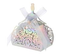 HICOHAND Paper Candy Boxes, 50 Pack Mirror Illusion Pretty Bridal Patterns Laser Cut Boxes Hollow Gift Box for Wedding Bridal Party Anniversary