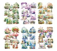HICOHAND PET Scrapbook Stickers, 60PCS Poetic Path of Flower Stickers for Scrapbooking Journaling Crafting DIY Crafts Waterproof Journaling Supplies Junk Journal Ephemera
