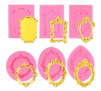 HICOHAND Photo Frame Silicone Molds, 6pcs Pink Picture Cake Molds for Desserts Decorating Chocolate Butter Candy Crafts Cupcake Topper Decoration
