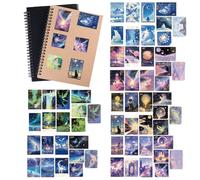 HICOHAND Postage Stamp Stickers, 120PCS Star & Moon Stamps Foil Sticker Pack for Travel Scrapbook Scrapbook Junk Journal DIY Crafts Collage Album