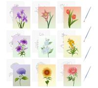 HICOHAND Pre Drawn Canvas, 9 PCS Flower Pre Printed Canvases for Painting Adults No-Frame 7.87 * 9.84 Inches Drawn Stretched Canvas Outline Kit for Painting Beginner Party Gifts