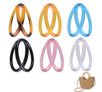 HICOHAND Purse Handles Replacement, 12pcs 6 Colors Round Plastics Replacement Purse Strap for Crochet Summer Handmade Bag Beach Bag Handbags Straw Bag Crafting
