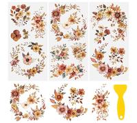 HICOHAND Rub on Transfer Stickers, Flower Theme Rub on Furniture Transfers Floral Rub on Transfer Decals for Wood Crafts Bookcase Table Wardrobe Desk DIY Home Decor (Dried Flower)