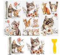 HICOHAND Rub on Transfers for Crafts, 3 Sheets Cats Theme 5.91 * 11.81in Rub on Transfers for Furniture and Crafts for Wood Farbic Glass DIY Home Office Decoration