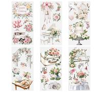 HICOHAND Rub on Transfers for Crafts, 6 Sheets 15cmx30cm/5.91 * 11.81in Wedding Scenery Theme Waterproof UV DTF Furniture Transfer Stickers for DIY Crafts Wood