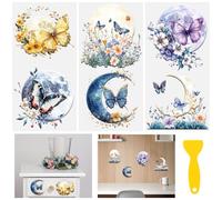 HICOHAND Rub on Transfers for Crafts, 6 Sheets Transfer Waterproof Butterfly and Moon Decals Stickers for Furniture Wood Fabric Cups Home DIY Decor