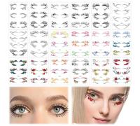 HICOHAND Temporary Eye Tattoo Stickers, 18 PCS Eye Shadow Waterproof Tattoo Makeup Transfer Stickers Eyeliner Eyeshadow Sticker Eyes Makeup Party Lace Stickers on Face