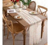 HICOHAND Tulle Table Runner, 63×39.37in Colorful Polka-dot Chiffon Lace Tablecloth for Wedding Arch Birthday Table Chair Decoration Party Supplies