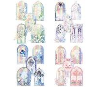 HICOHAND Window Frame Sticker, 40 PCS PET Glitter Waterproof Transparent Aesthetic Stickers Holographic Shiny Gold Foil Deco Stickers for Journaling Scrapbooking Supplies DIY Paper Crafts Card Making