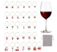 HICOHAND Wine Glass Charms Set, 31PCS Wine Charms Markers Kit Goblet Identifier Tags for Stem Glasses Red Pendants for Bachelorette Drink Tasting Party Favors Decorations
