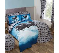 HiCollections Single Bed Duvet Cover Set Wild Spirit Horses Reversible Bedding Grey Blue Black