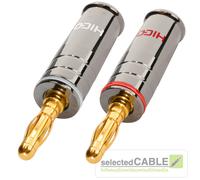 Hicon 2 Set Bananas Banana Plugs Gold-Plated Chrome Red White Coded