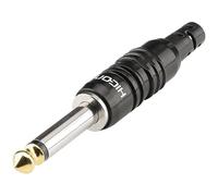 Hicon HI-J63MP-B Audio Jack Plug 6.35mm 2-Pin Mono Black Gold Tip