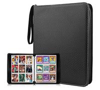 hicoosee 900-Pocket Trading Card Album, Black Stripe PU Leather Card Binder with Zipper, 50 Pages, 9 Pocket Card Sleeves, Compatible with Various Collectible Cards for Card Enthusiasts
