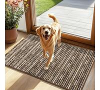 hicorfe Dog Mat for Muddy Paws,Absorbs Moisture Dirt Non-Slip Washable Mud Mat for Dogs,Soft Rubber Backing Front Inside Pet Rug for Entryway, Mud Dog Paws, Patio(24"x35",Coffee)