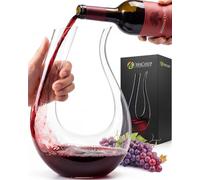 HiCoup Kitchenware Wine Decanter - 100% Lead-Free Glass Carafe - Modern Red Wine Crystal Decanters in U-Shape Design for Optimum Aeration - Swan-Shaped Aerating Carafes - Housewarming & Wedding Gifts
