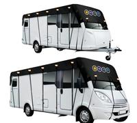 Hicover 600D Motorhome Cover Waterproof, Caravan Roof Cover Wind, Rain and Snow Proof Pop up Camper Caravan Truck Camper Cover Heavy Duty Rv Top Covers with reflective strips 7.5m*3m