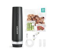 HiCOZY Portable Handheld Food Vacuum Sealer Machine with Visible Water Tank, Vac Pack Machine Including 30 BPA-Free and Reusable Bags, One Press to Seal Fresh, Phantom Gray