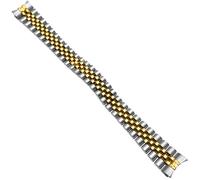 HiCycle2 13mm Jubilee Watch Band Bracelet Lady Replacement For Rolex Solid Link Hidden Clasp Stainless Steel (Gold center)