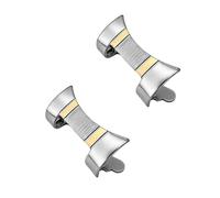 HiCycle2 Jubilee 2Pcs Hollow Curved End 16/19/20mm Watch Band Strap Links Stainless Steel (20mm Gold)