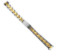 HiCycle2 Oyster Watch Band Replacement For Lady Rolex Date Datejust 6517 6519 6900 67180 69160 69173 Stainless Steel 13mm (Gold,shiny center)