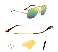 HiCycle2 Replacement arms Sunglasses arms Replacement for Ray Bay RB3689 RB3449 RB1969 RB1972 RB1971 RB3648M RB3648 RB3597 RB3764 RB3697 RB3561 Sungalsses Eyeglasse 4pcs Screws Cloth (Gold&Brown)