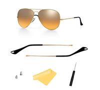 HiCycle2 Sunglasses Arm Temples Tips Replacement for RB3025 Sunglasses Repair Kit Parts((gold) Temple Arms+(Black) Temple Tips)