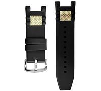 HiCycle2 Watch Band Silicone Rubber Strap Replacement For Invicta Subaqua Noma 6043 5511 5512 Noma III 13921, 10106, 18526 Black With Buckle (Gold)
