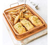 HID Interior Copper Crisper Non-Stick Oven Baking Tray with Crisping Basket, 2 Piece Set (Pack of 1)