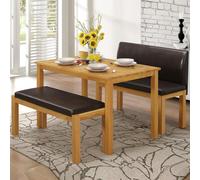 hidalgo wooden dining table with 2 benches in natural oak