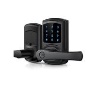 Hidalife Keyless Entry Door Lock, Smart Locks for Front Door, Keypad Door Knob with Handle, Touchscreen, One-Slide for Passage Mode, Matte Black