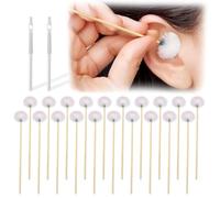 HIDAMAZY Goose Feather Earpick Ear Massage Tool, 20 Pcs Bamboo Handle Ear Wax Remover Ear Dig Cleaner Stick Curette Disposable Earwax Cleaner Spoon Middle head for Adult Men Women Girls Ear Care (M)