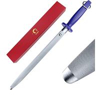 HIDAMOS Upgraded 12 Inch Honing Steel Magnetized Super Hardness Professional Sharpening Steel Rod for Kitchen Knives, Honing Rod Flat with Gift Box 3200 Grit Brushed Blue