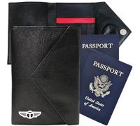 Hidden AirTag Full Grain Leather Passport Holder for Men & Women - RFID Protected Travel Wallet Passport Cover with Free Lost & Found Service, Black, Minimalist