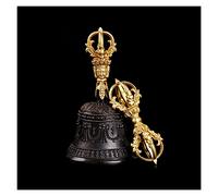 Hidden Bell，Tibetan Buddhist Meditation Bell,Tibetan Bells, Buddhist Meditation And Set Of Brass Hand Bells For Ritual Meditation Prayers For Invocation(15.3X8.1cm)(16.6X9.2cm)