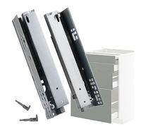 Hidden Bottom Drawer Slides - Adjustable 2-3 Section Track 160-550mm Pull-Out Length Automatic Soft-Close Buffer Device 22in Smooth 3-Rebound Mechanism.