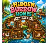 Hidden Burrow Homes Coloring Book with Cozy Riverside Rooms, Cute Woodland Animals, Underground Cottages, and Whimsical Nature Scenes