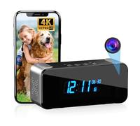 Hidden Camera,Wireless Indoor Security Camera for Nanny/Pet/Baby,WiFi Spy Cam with Alarm Clock & Bluetooth Speaker,4K HD Night Vision & Motion Detection,Local SD, Video Only Home Security Camera