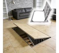 Hidden Ceiling Hatch Basement Access, Manual Concealed Tile Floor Door for Garage, Bedroom, Pantry, Recessed Crawl Space Cover