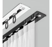 Hidden Curtain Track White, Heavy Duty Ceiling Track, Recessed Curtain Railing System, For Room Divider, Living Room, Bedroom Windows(Black,300cm/9.8ft(2 * 150cm))