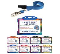 Hidden Disabilities for ADHD and Autism Hidden Disability Lanyard from Quantum Leap Awareness Badge Card with Blue Holder and Blue Lanyard