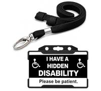 Hidden Disability Awareness Card with Black Lanyard & Holder | I Have a Hidden Disability ID Badge | Waterproof PVC Medical Alert Card | Breakaway Safety Lanyard | Printed in UK | Quantum Leap
